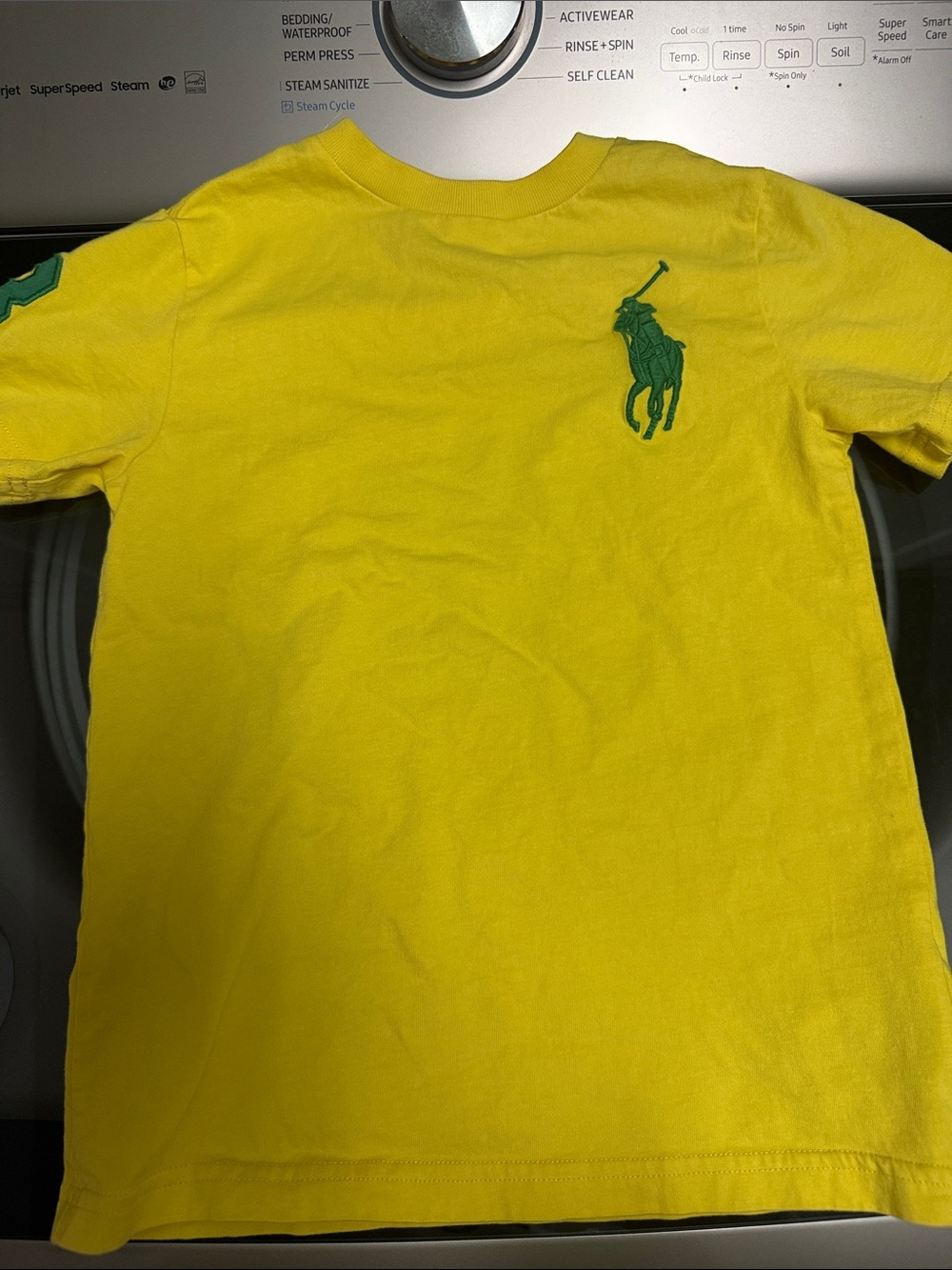 Polo by Ralph Lauren Yellow Short Sleeve Tee with Green Pony Logo - Size 6 Boys